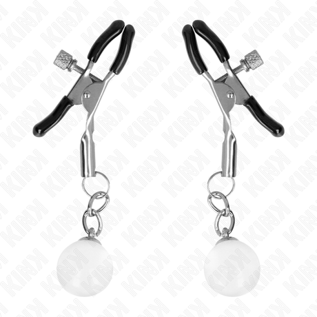 KINK - GLASS BEAD NIPPLE CLAMPS SILVER 6 CM