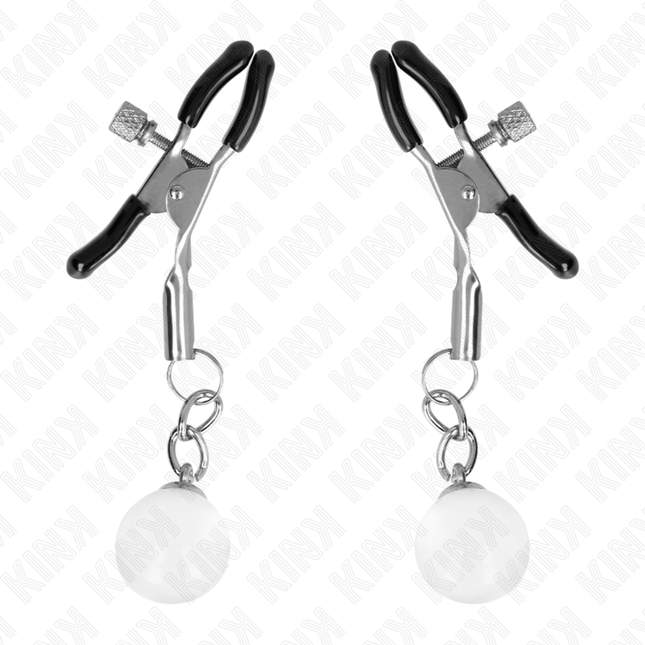 KINK Glass Bead Nipple Clamps Silver 6 см – регулируеми щипки за зърна