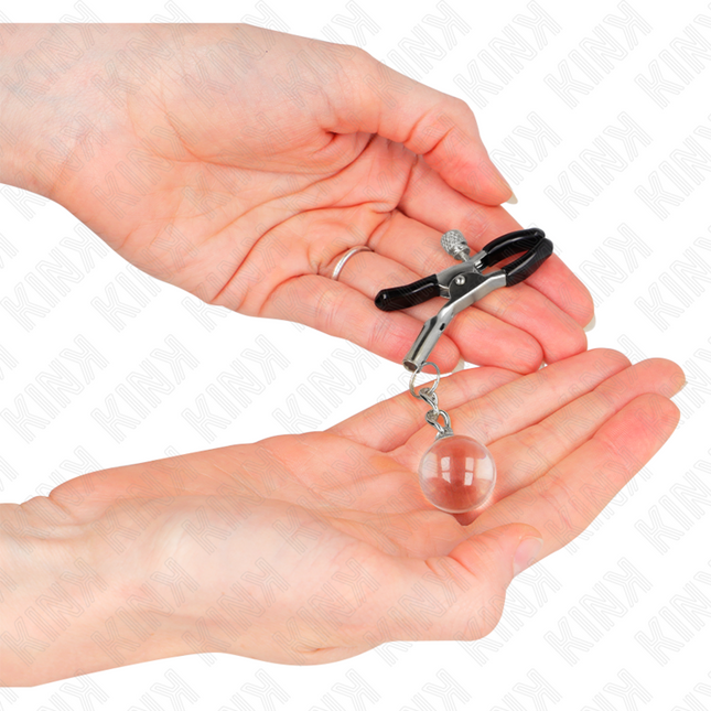 KINK Glass Bead Nipple Clamps Silver 6 см – регулируеми щипки за зърна