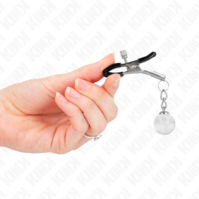 KINK Glass Bead Nipple Clamps Silver 6 см – регулируеми щипки за зърна