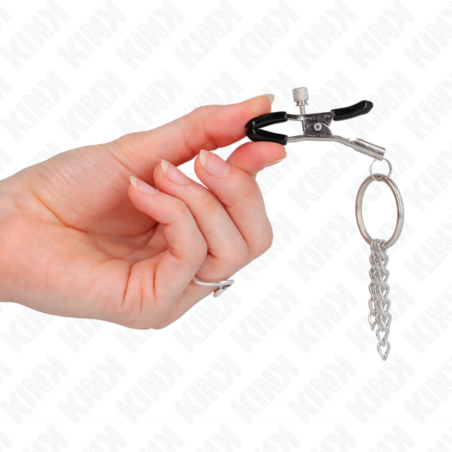 KINK O Ring – регулируеми щипки за зърна със сребриста верижка 6 см