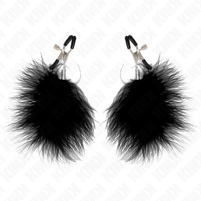 KINK Feather Nipple Clamp Black 7 см – регулируеми щипки за зърна