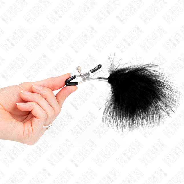 KINK Feather Nipple Clamp Black 7 см – регулируеми щипки за зърна