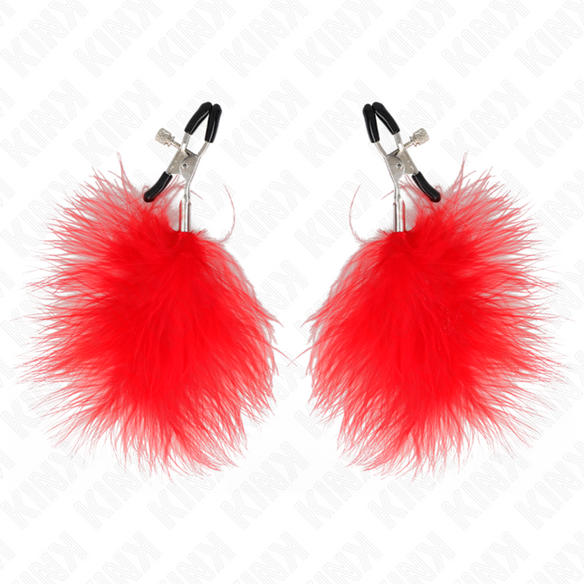 KINK Feather Nipple Clamp Red 7 см – регулируеми щипки за зърна