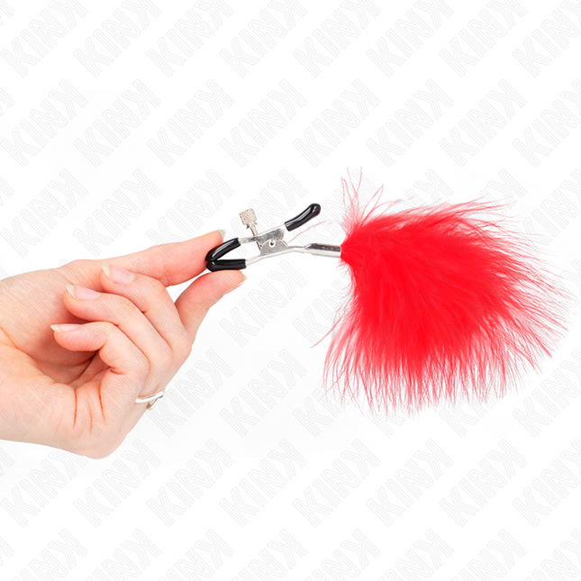 KINK Feather Nipple Clamp Red 7 см – регулируеми щипки за зърна