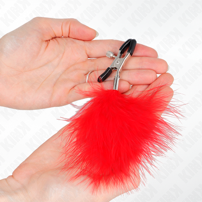 KINK Feather Nipple Clamp Red 7 см – регулируеми щипки за зърна