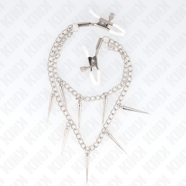 KINK Nipple Clamps with Spikes и Верига 30 см – регулируемо стимулиране