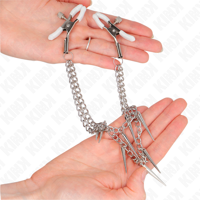 KINK Nipple Clamps with Spikes и Верига 30 см – регулируемо стимулиране