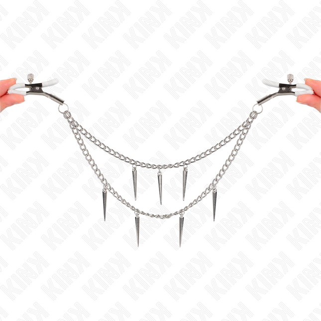 KINK Nipple Clamps with Spikes и Верига 30 см – регулируемо стимулиране