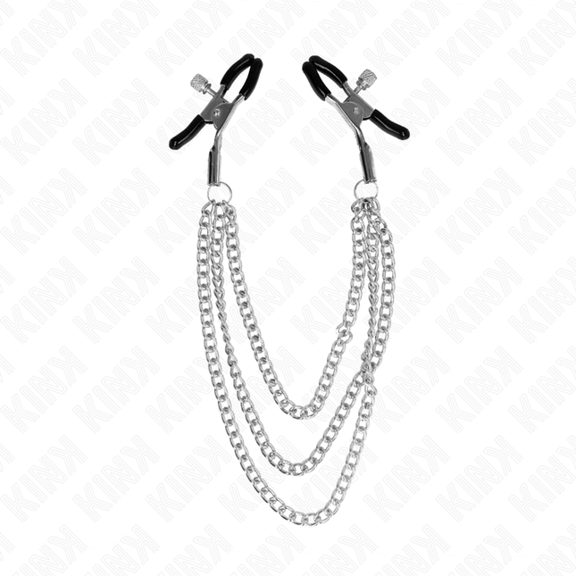 KINK Nipple Clamps с 3 сребърни вериги – регулируемо напрежение