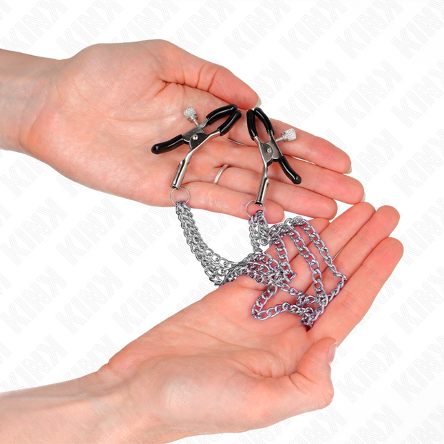 KINK Nipple Clamps с 3 сребърни вериги – регулируемо напрежение
