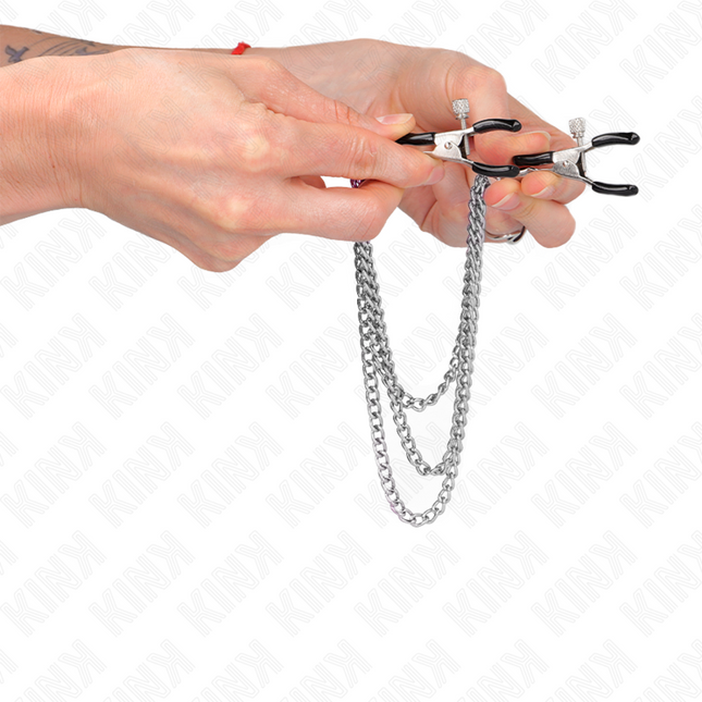 KINK Nipple Clamps с 3 сребърни вериги – регулируемо напрежение