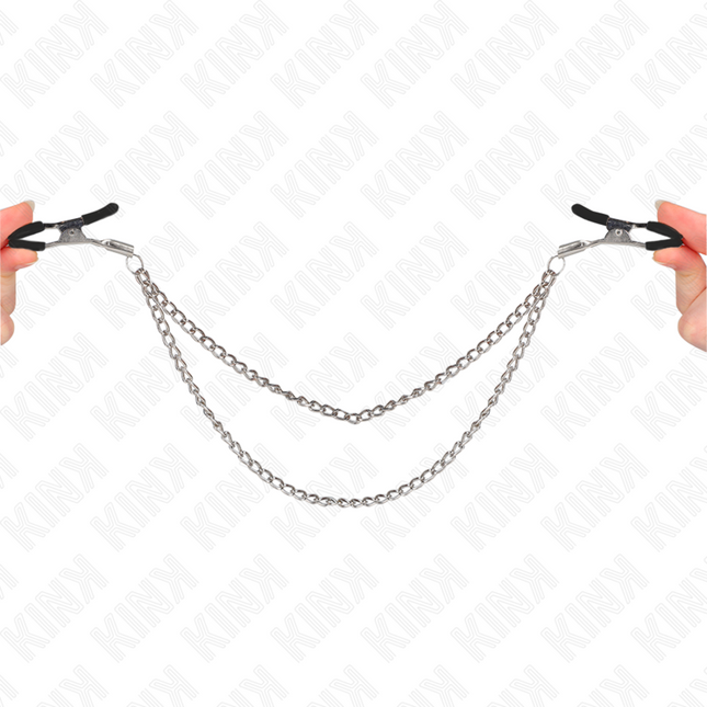 KINK Nipple Clamps с две дебели вериги – регулируемо притискане и стил