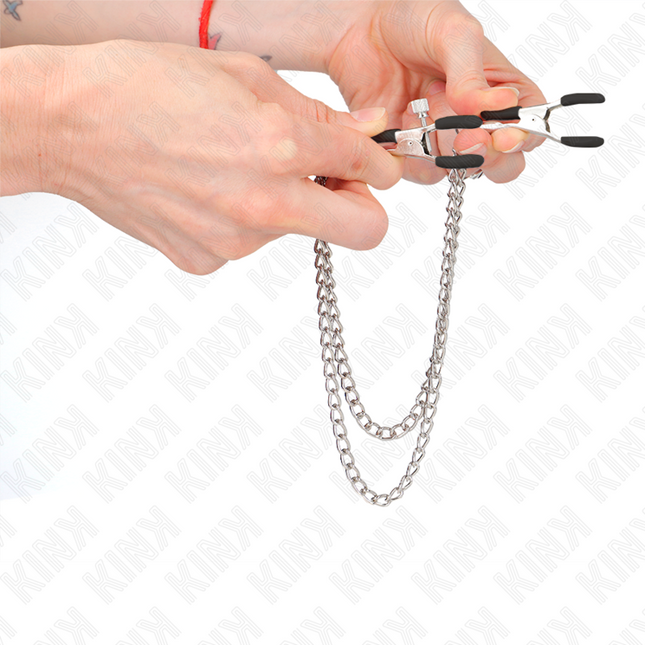 KINK Nipple Clamps с две дебели вериги – регулируемо притискане и стил