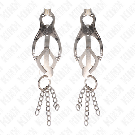 KINK - JAPANESE CLOVER NIPPLE CLAMPS WITH LITTLE CHAINS SILVER