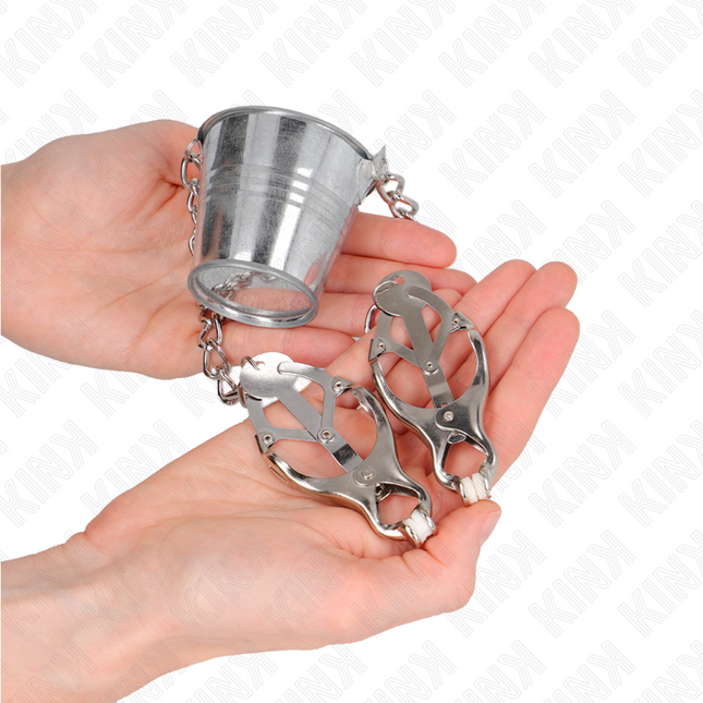 KINK Nipple Clamps with a Bucket Silver – регулируеми щипки за зърна с метален дизайн