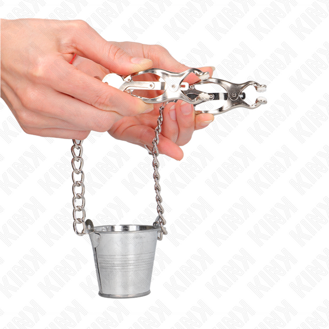 KINK Nipple Clamps with a Bucket Silver – регулируеми щипки за зърна с метален дизайн