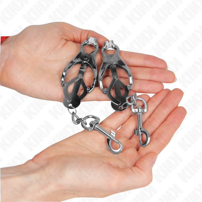 KINK Japanese Clover – регулируеми щипки за зърна със закачалки, сребристи