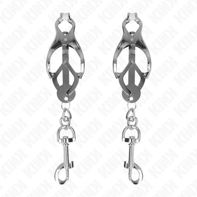 KINK Japanese Clover – регулируеми щипки за зърна със закачалки, сребристи