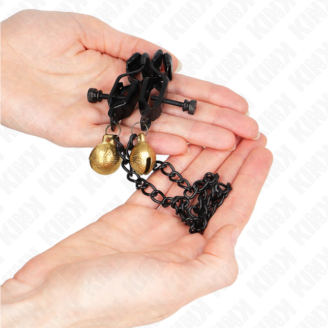 KINK Flat Chain Nipple Clamps с камбанка – регулируеми метални щипки 30 см