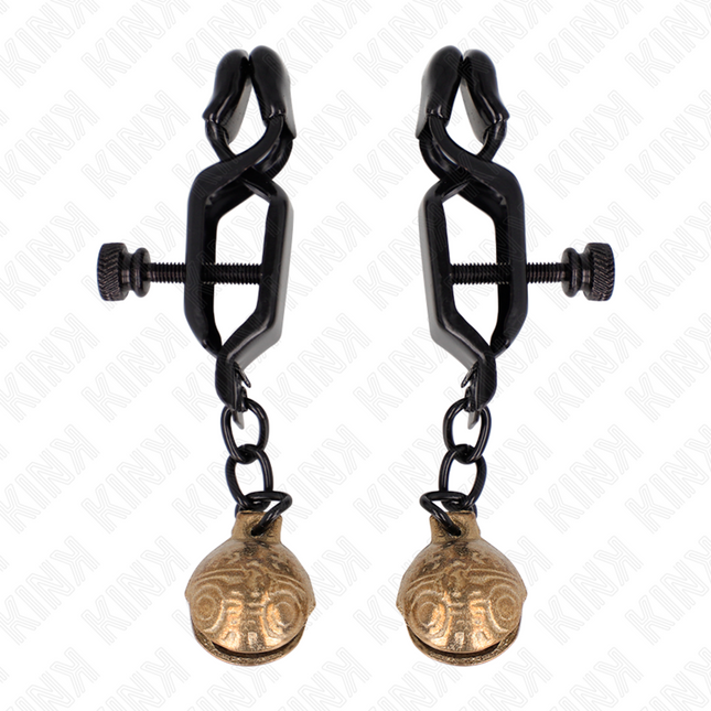 KINK Bell Jaw Style – регулируеми щипки за зърна, черни, 7 см