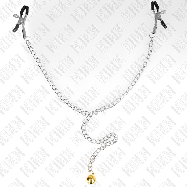 KINK Chain Nipple Clamps с камбанка – регулируеми метални щипки с верижка 30 см