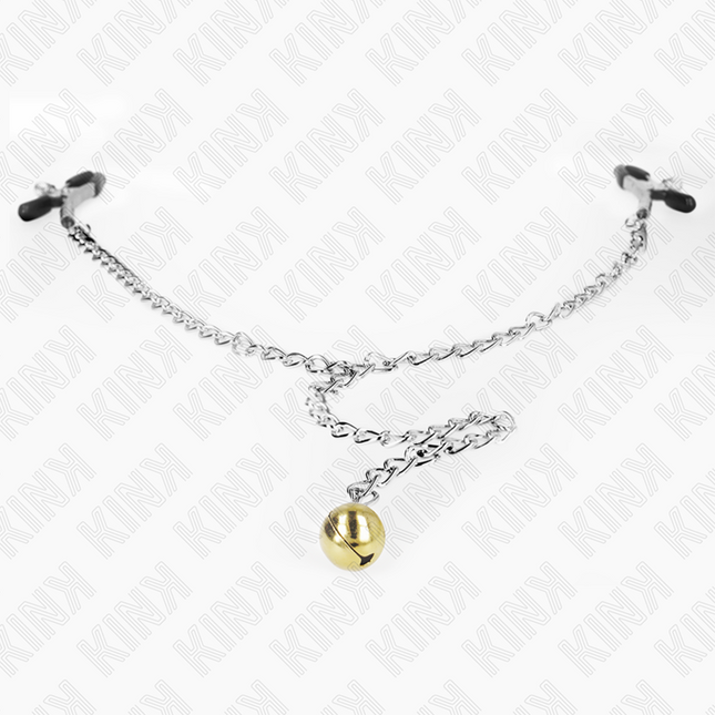 KINK Chain Nipple Clamps с камбанка – регулируеми метални щипки с верижка 30 см