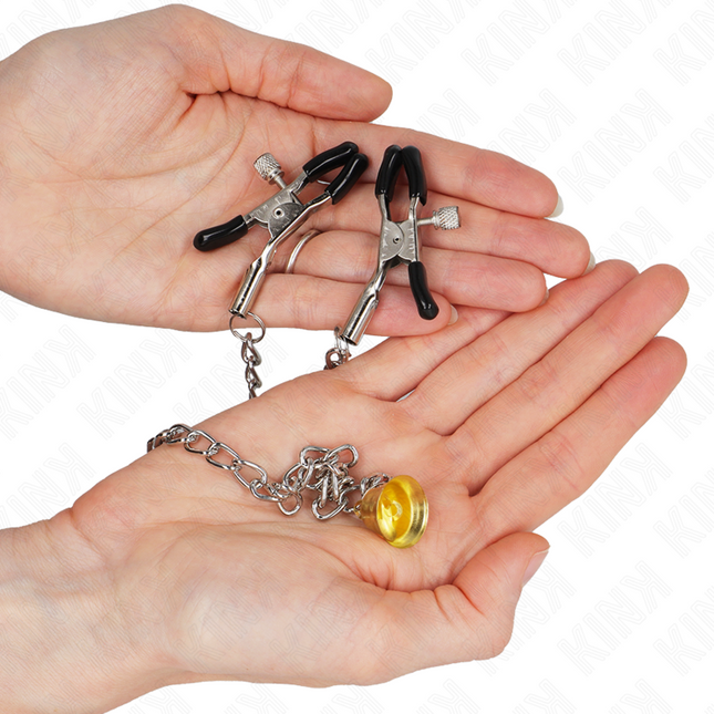 KINK Chain Nipple Clamps с висулка Рог – регулируеми щипки с верига 30 см