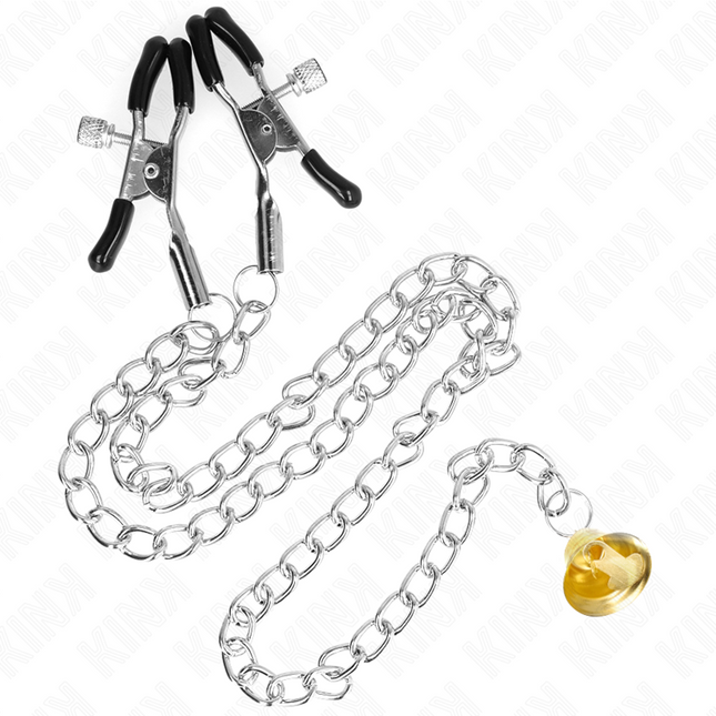 KINK Chain Nipple Clamps с висулка Рог – регулируеми щипки с верига 30 см