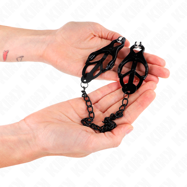 KINK Japanese Clover – щипки за зърна с верижка, черни, 30 см