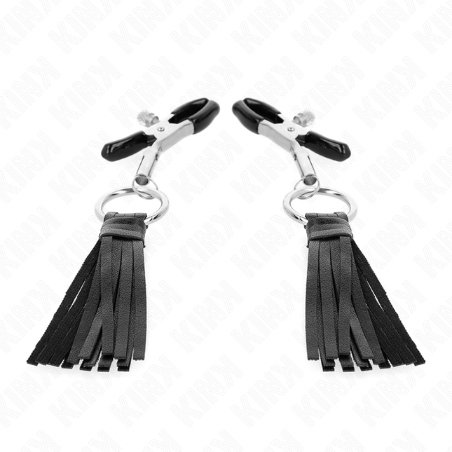 KINK Leatherette Tassel – регулируеми щипки за зърна с декоративни пискюли