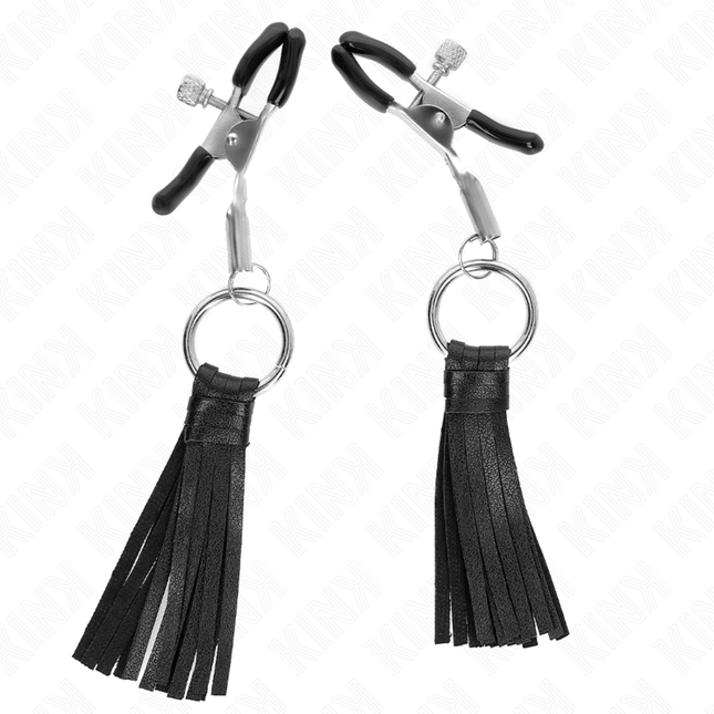 KINK Leatherette Tassel – регулируеми щипки за зърна с декоративни пискюли