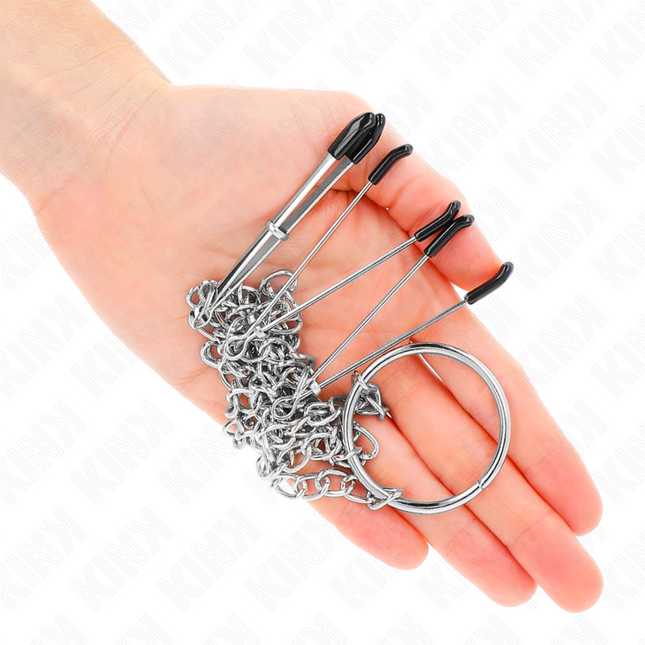 KINK Triple Nipple and Clit Clamps with Chain – Регулируеми щипки за интимна стимулация