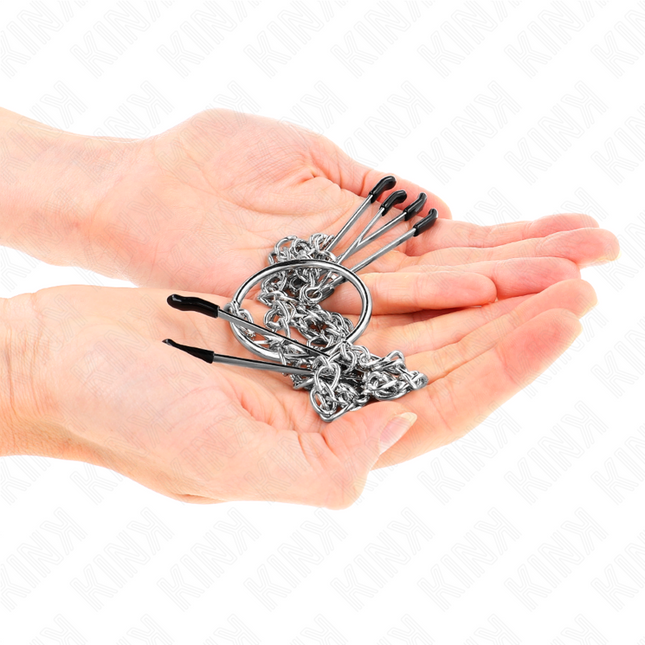 KINK Triple Nipple and Clit Clamps with Chain – Регулируеми щипки за интимна стимулация