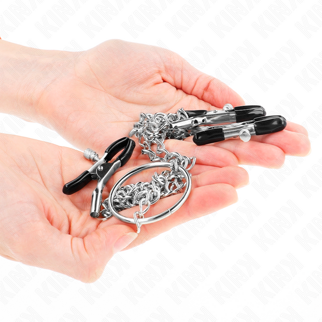 KINK Triple Nipple and Clit Clamps with Chain – регулируеми щипки за стимулиране