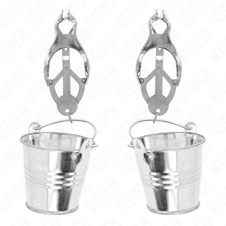 KINK - JAPANESE CLOVER NIPPLE CLAMPS WITH BUCKETS SILVER