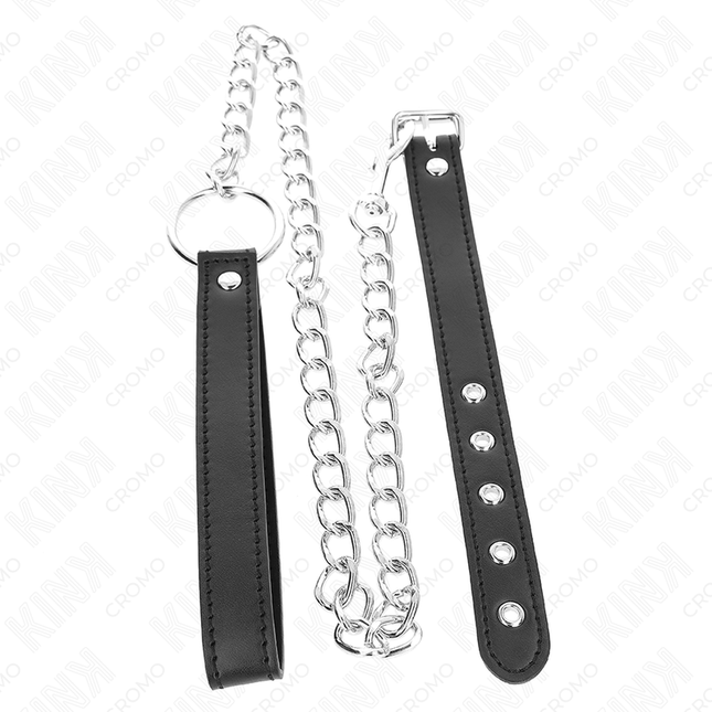 KINK Leather Penis Ring с метална верига и кожена каишка – контрол и стил
