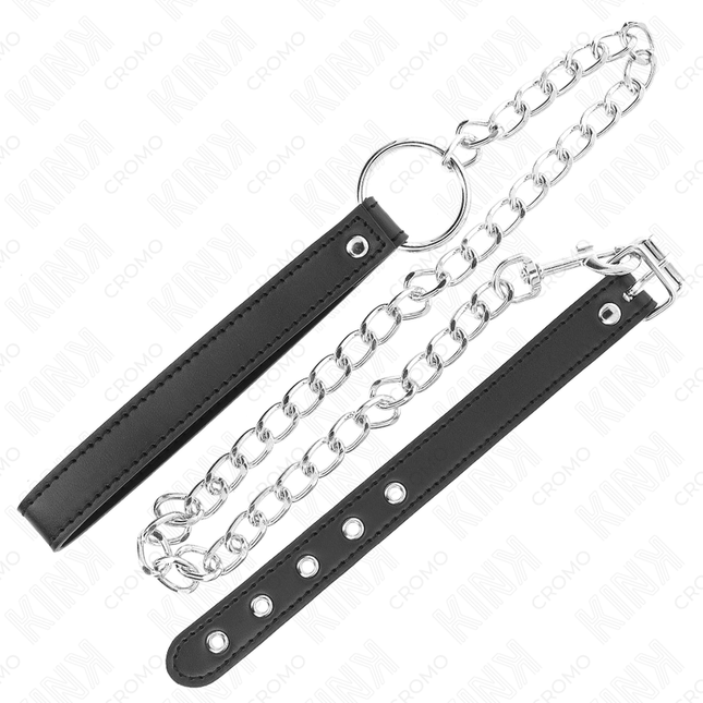 KINK Leather Penis Ring с метална верига и кожена каишка – контрол и стил