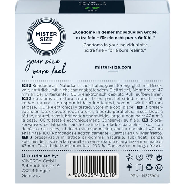 MISTER SIZE XS 47 мм – презервативи за прецизно прилягане, 3 бр.