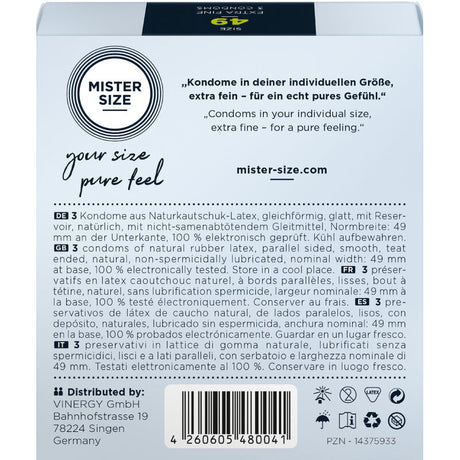 MISTER SIZE Size S 49 мм – презервативи за оптимално прилягане, 3 бр.