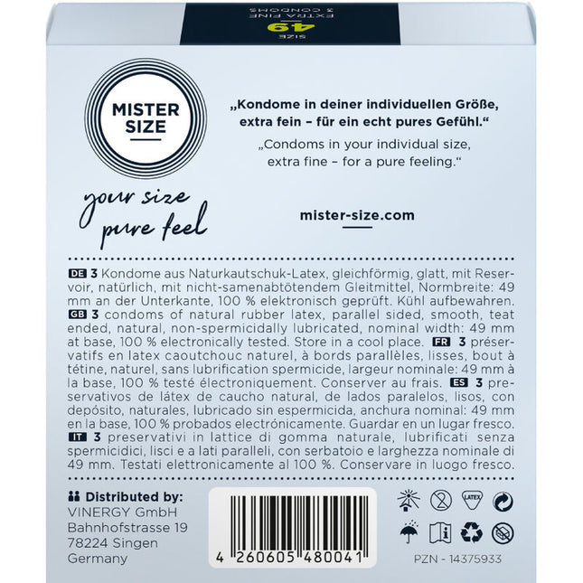 MISTER SIZE Size S 49 мм – презервативи за оптимално прилягане, 3 бр.