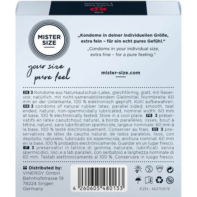 MISTER SIZE CONDOM XL 60 мм – презерватив с перфектно прилягане, 3 бр.