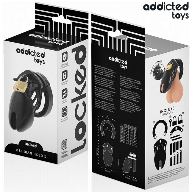 ADDICTED TOYS LOCKED - OBSIDIAN HOLD PENIS CAGE SIZE S