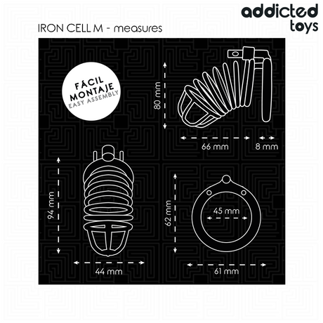 ADDICTED TOYS LOCKED - IRON CELL METAL PENIS CAGE SIZE M