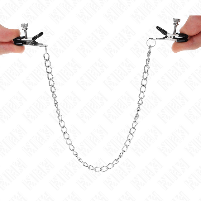 KINK Flat Chain Nipple Clamps Silver 34 см – регулируеми щипки за зърна с верига