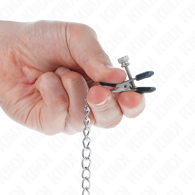 KINK Flat Chain Nipple Clamps Silver 34 см – регулируеми щипки за зърна с верига