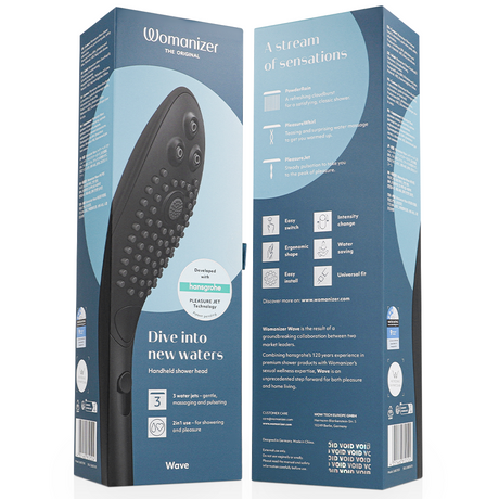 WOMANIZER Wave – водоустойчив клиторен стимулатор и душ глава
