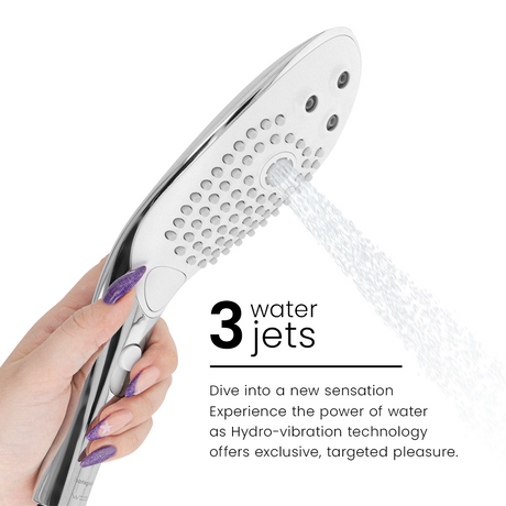WOMANIZER Wave – водоустойчив клиторен стимулатор и душ глава Chrome