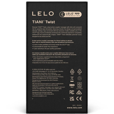 LELO Tiani Twist – вибратор за двойки с регулируем размер и 10 режима