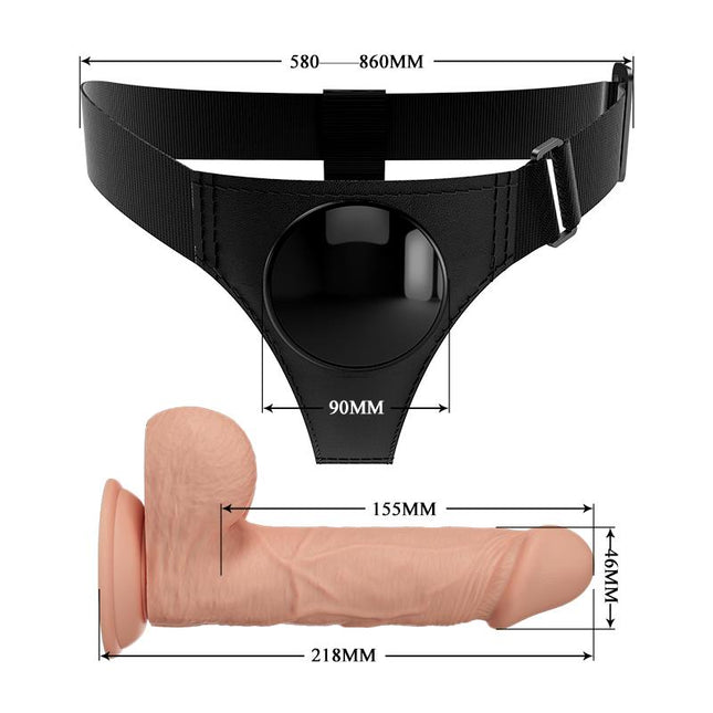 PRETTYLOVE Jerry Harness с реалистичен дилдо 7.6" – регулируем колан за комфортно прилягане